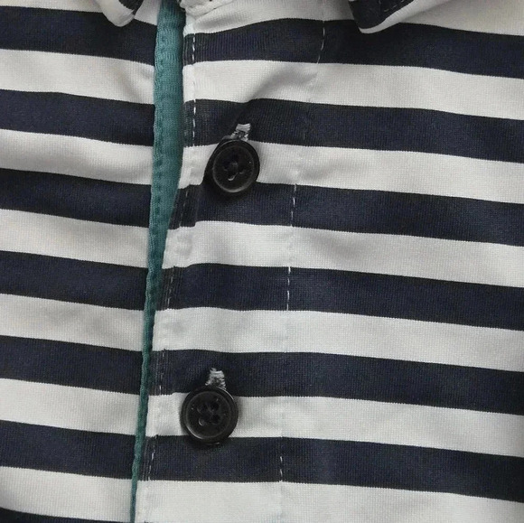 KENNETH COLE golf Mens large Dark Navy and white stripe Polo shirt - Picture 4 of 9